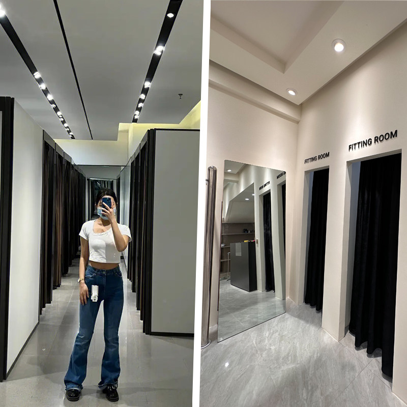 黑色丝绒更衣室拱形门专用隔断窗帘高端女装服装店试衣间门帘定制