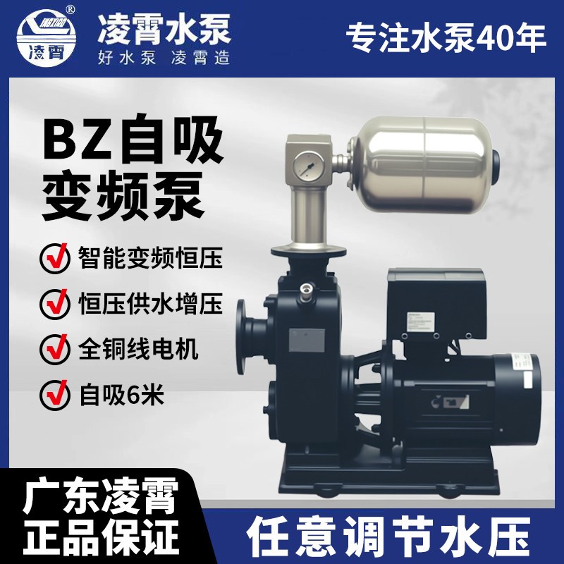 广东凌霄BZ卧式变频自吸泵增压泵大流量河水灌溉工业恒压供水泵