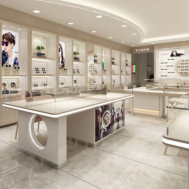 快时尚太阳眼镜店柜台展示柜太阳眼镜中岛柜吧台展示架玻璃展台柜