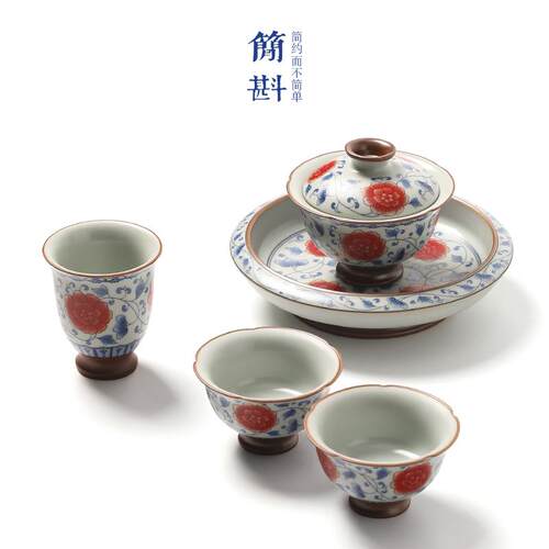 盖碗茶杯汝窑茶具陶瓷泡茶高颜值功夫茶女士特别好看一人饮茶碗