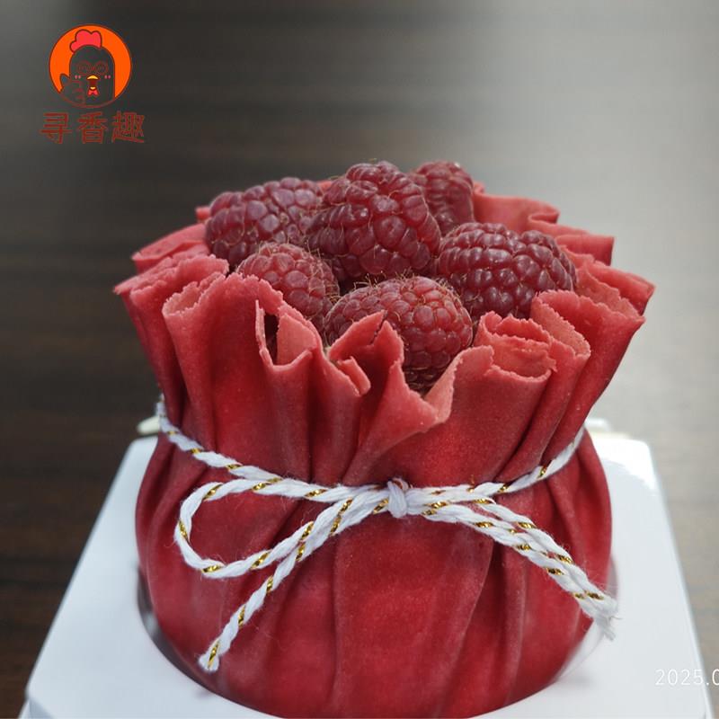 欧焙佳深红色千层皮福袋粉丝绒千层皮12张班戟皮毛巾卷冷冻成品