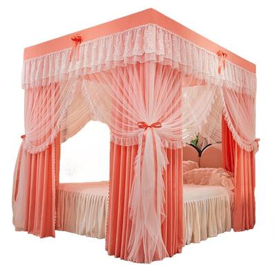 蚊帐家用2024新款卧室高级落地1米5床夏遮光床帘一体式宫廷四开门