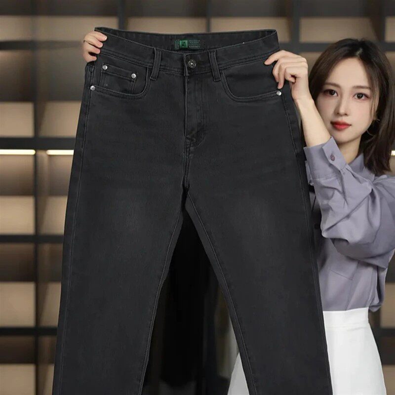 舵主衣仓秋冬男士牛仔裤厚款修身直筒弹力轻奢休闲男款九分/长裤