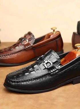 LINKE轻奢高端商务防滑软底男士舒适商务休闲皮鞋单鞋