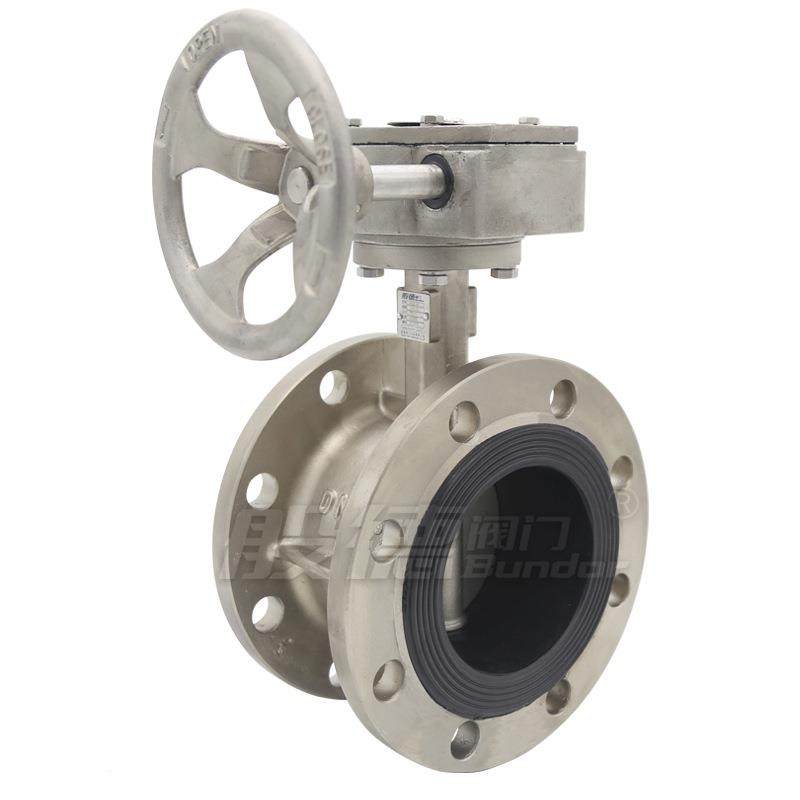 涡轮法兰蝶阀软P密IUP封不锈钢蝶阀304材D阀3质41X-16双向密封门