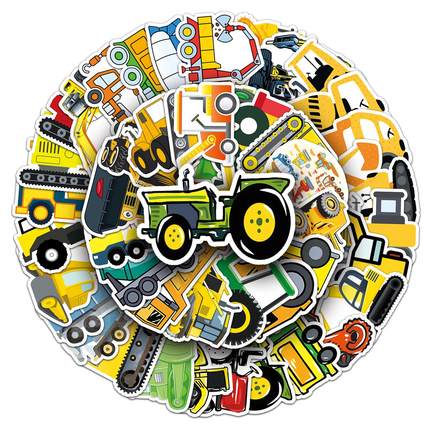 50张工程车行李箱贴纸创意潮流涂鸦防水旅行箱笔记本电脑装饰贴纸