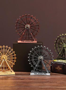 欧式复古铁艺摩天轮金属工艺品家用客厅桌面电视柜高级感装饰摆件