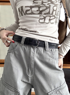 VDRM配牛仔裤全孔免打孔腰带女款百搭简约装饰学生裤带高级感皮带