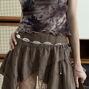 树叶金属腰链女款装饰配连衣裙子毛衣链条子腰带配饰2026新款百搭