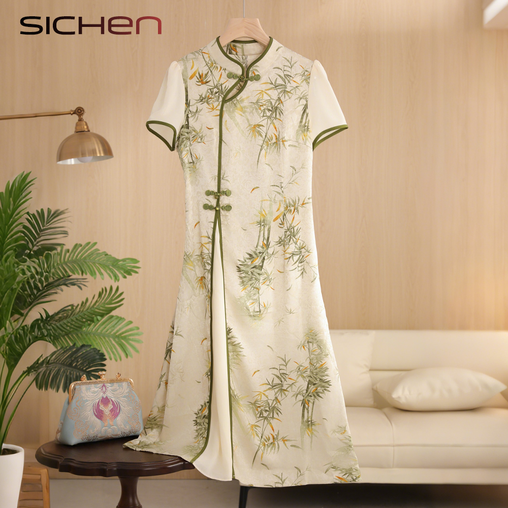 妈妈夏装新中式国风旗袍连衣裙