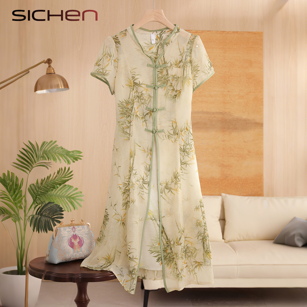 新中式中年妈妈夏装改良旗袍裙子