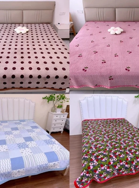 秋冬牛奶绒床盖绗缝直边大床铺榻榻米三层加厚防滑可机洗炕盖