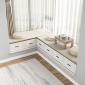 实木防晒飘窗柜储物柜抽屉柜阳台柜矮柜榻榻米落地柜窗台收纳柜子