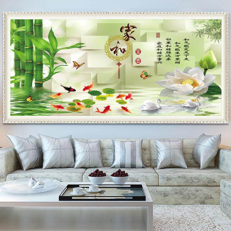 2025新款家和万事兴十字绣线绣客厅简约现代刺绣简单绣风景画大幅