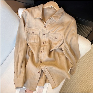 独特巴恩风格纹拼接翻领外套女春秋设计感慵懒风宽松显瘦夹克上衣