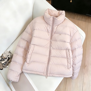 韩系甜美粉色立领排骨棉服外套女秋冬季时尚休闲百搭减龄短款棉衣