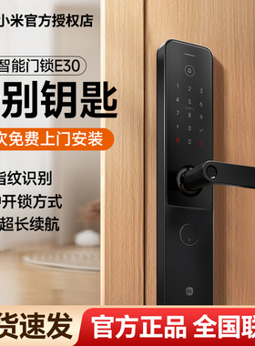 小米指纹密码门锁E30大屏猫眼版家用智能锁防盗电子门锁E30+NFC卡
