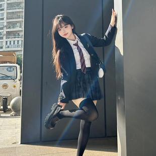 穿搭绀色西服套装 学院风2025春季 裙 外套女日系正版 原创jk制服西装