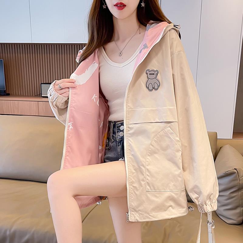 两面穿风衣外套女学生2025年春秋新款潮牌情侣装韩版宽松休闲上衣