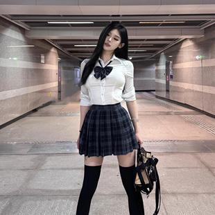 校供39cm格裙夏季 纯欲学院风辣妹收腰衬衫 百褶裙 淑jk制服套装 正版