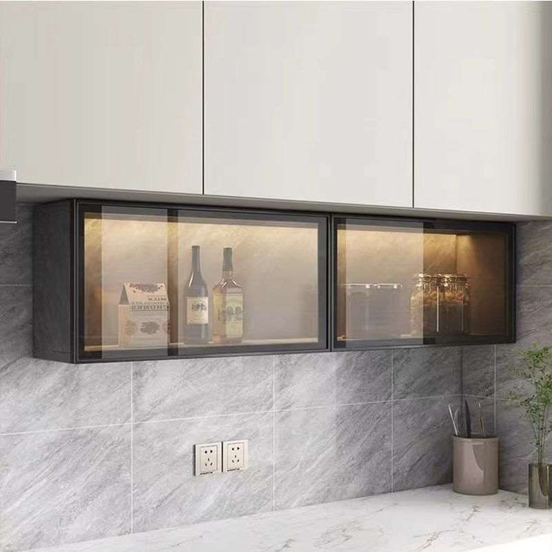 Rtd厨房收纳柜壁挂式吊柜下调料柜置物架上翻储物墙壁柜轻奢玻璃