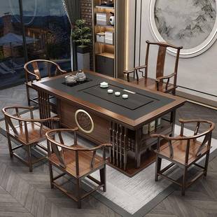办公室茶几家用现代阳台功夫泡新品 新中式 实木茶桌椅组合喝茶一体