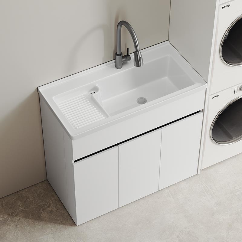 阳台加厚蜂窝太空铝落地浴室柜组合陶瓷带搓衣板洗衣盆洗脸洗手盆