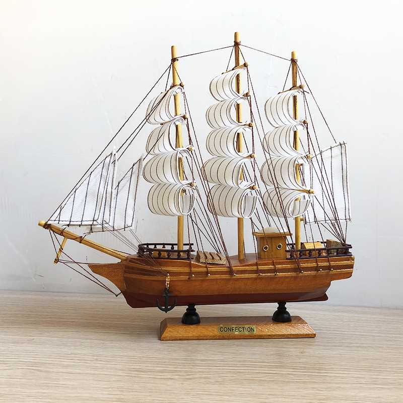 创意帆船模型摆件开学季礼物一帆风顺木船地中海客厅海盗船装饰品