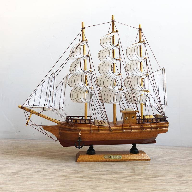 创意帆船模型摆件开学季礼物一帆风顺木船地中海客厅海盗船装饰品