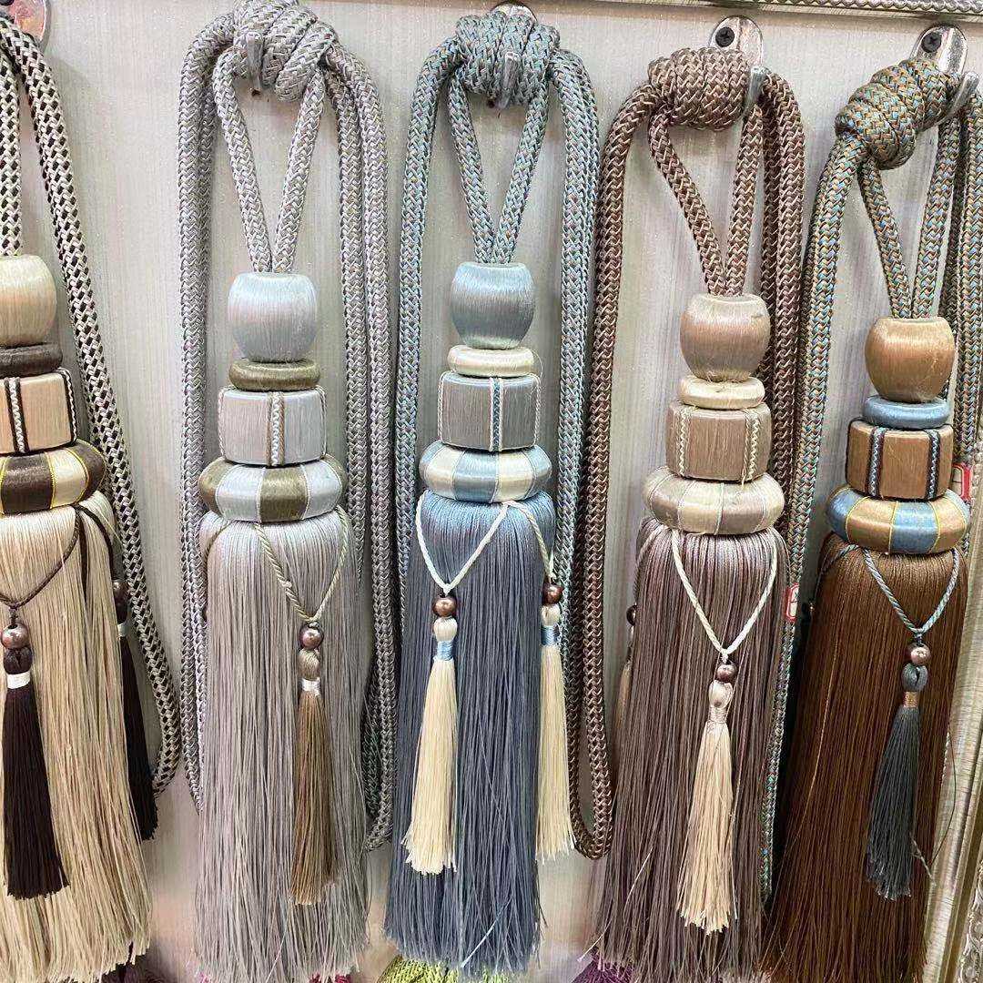 7K1轻奢窗帘流苏绑带挂球一对装绑球系带扎带现代客厅装饰吊