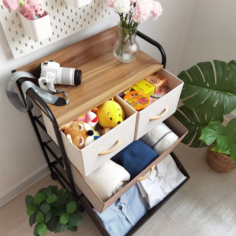 五斗柜可移动布艺家用阳台客厅柜子储物柜床头抽屉卧室收纳柜带轮