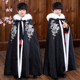 儿童汉服披肩斗篷带帽男童中国风古风外套秋冬款 加厚外出披风 长款