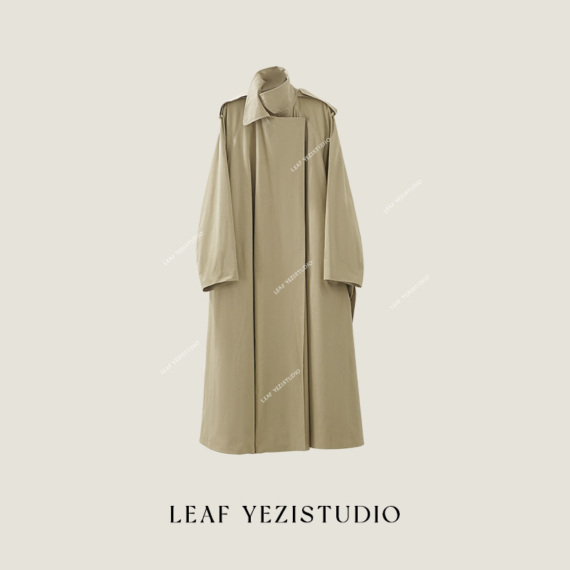 叶子定制【人生挚爱】奢服耗料高密垂坠骨感廓形卡其风衣26304005