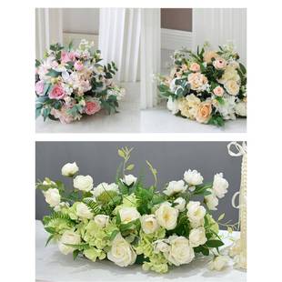 婚庆花艺路引排花仿真花订婚车展橱窗摆件绢花酒店圆形餐桌花 新款