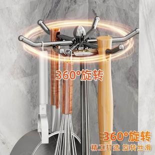 架子挂钩托厨具汤勺收纳挂架 旋转锅铲置物架厨房台面挂勺子铲子