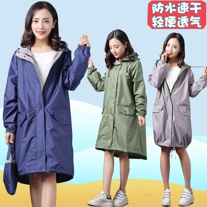 单人雨衣女可爱衣服式学生潮全身长版徒步薄款风衣式雨披女士可爱