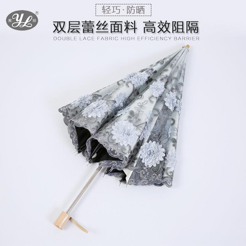 遮阳伞防晒抗UV超轻小女神晴雨两用韩版时尚蕾丝黑胶公主洋伞