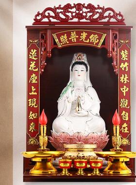 南海观音菩萨家用客厅供奉玉瓷坐莲观世音佛像陶瓷莲花座送子摆件