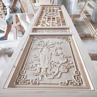 全实木花格隔断镂空木格栅东阳木雕彷古门窗玄关屏风新中式背景墙