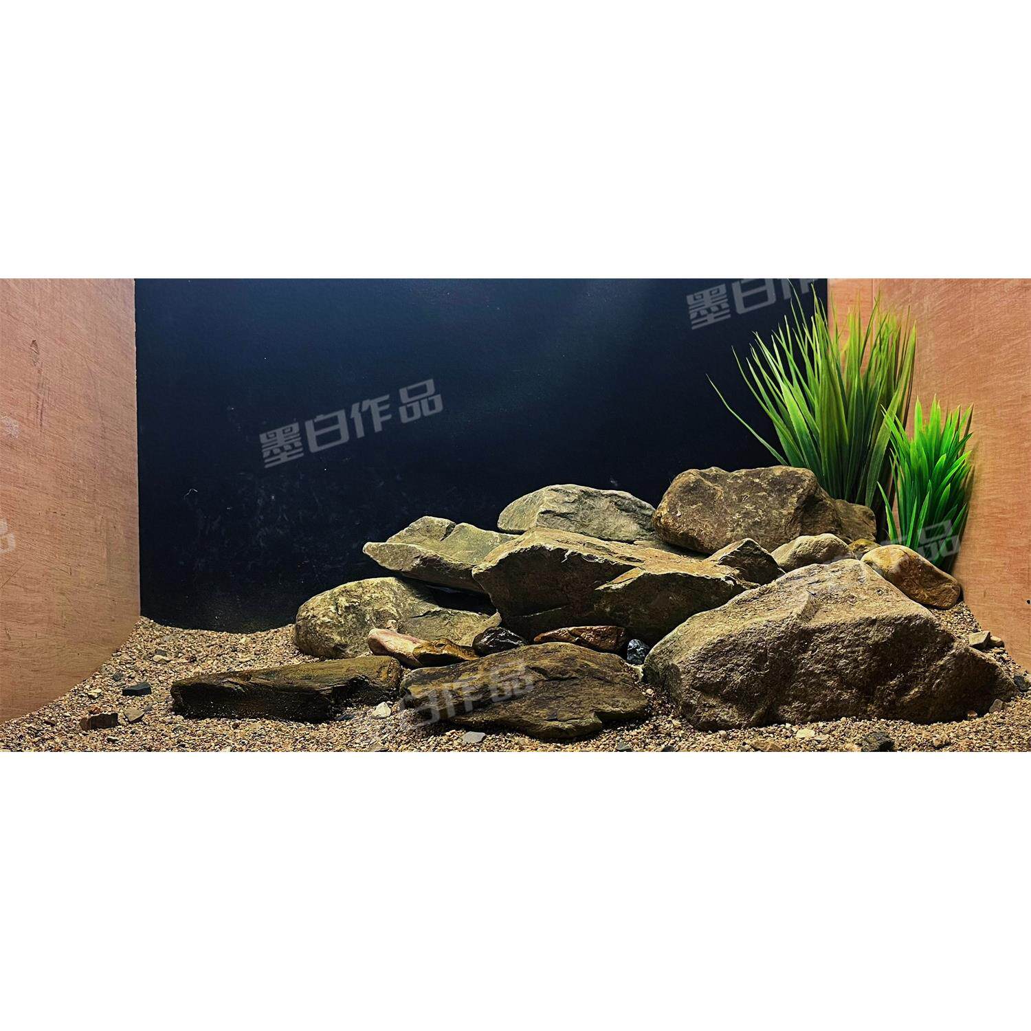 天然溪流石水族箱装饰 适用龟缸造景设计的三湖缸造景石