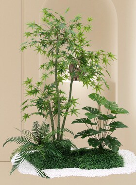 仿真绿植造景组合南天竹盆栽景观假树室内装饰假植物客厅塑料红枫