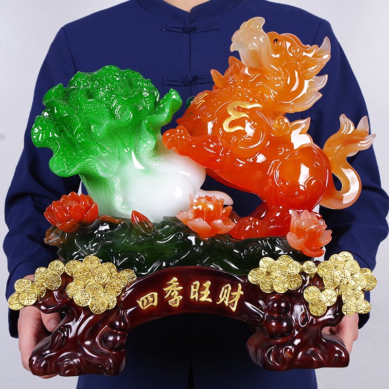 貔貅摆件招财玉白菜店铺开业礼品送礼客厅办公室收银台金蟾装饰品
