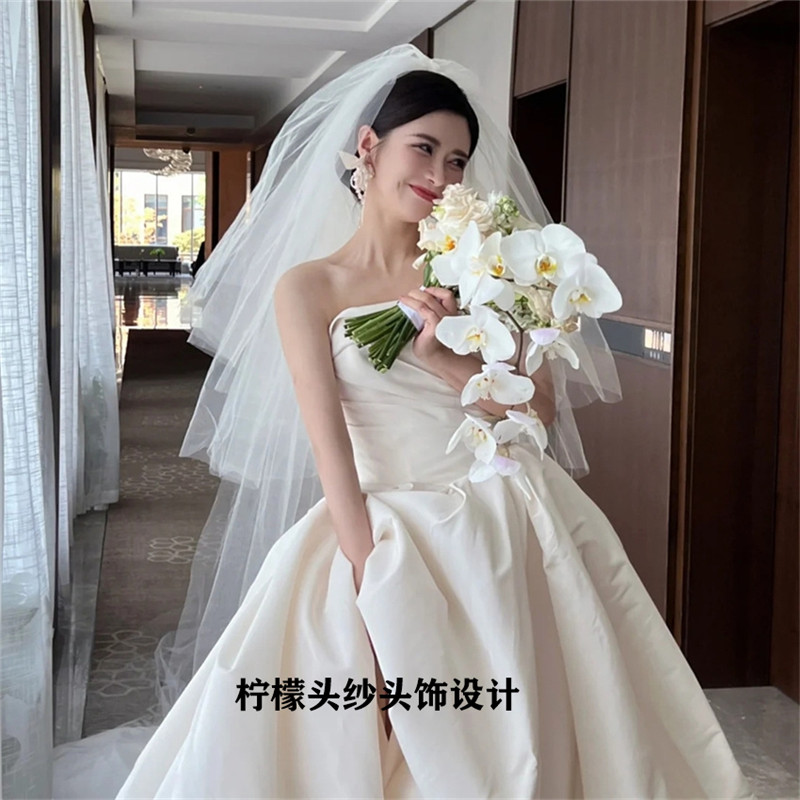 新娘主婚纱头纱多层韩式超长款蓬蓬头饰素纱婚纱摄影结婚新款头饰