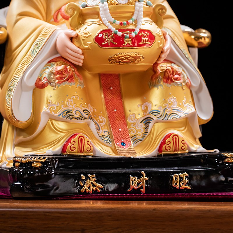 德化白瓷彩绘财神爷家用供奉神像陶瓷文财神招财摆件乔迁新居礼品