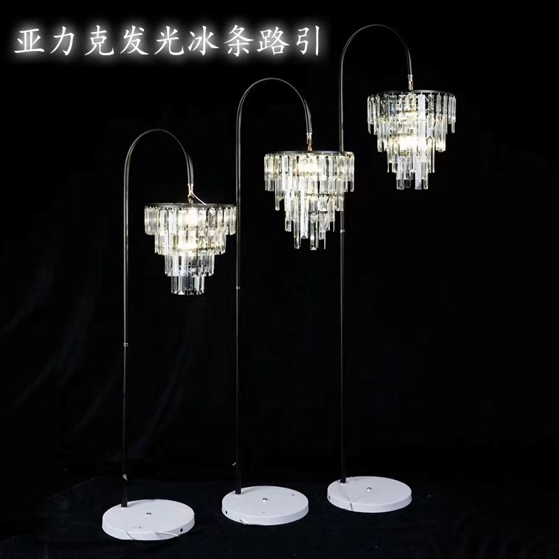 新款婚礼堂欧式铁艺电镀水晶吊灯婚庆道具灯冰晶条路引布置装饰厅