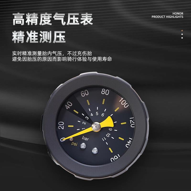 欧耐双管高压爆冲打气筒自行车电动车机车可携式气压表打气筒