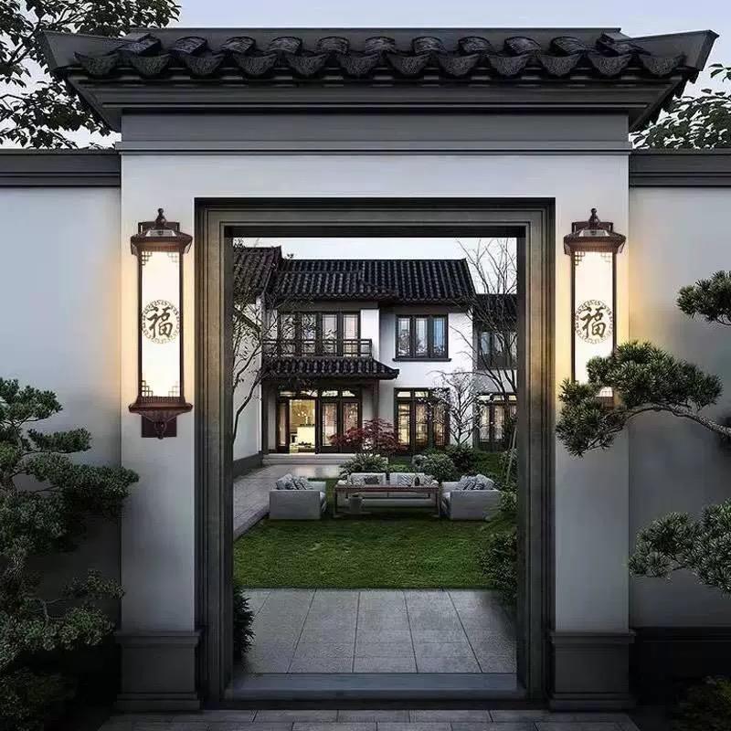 太阳能壁灯入户门庭柱子灯庭院大门灯室外防水灯中式别墅大门壁灯