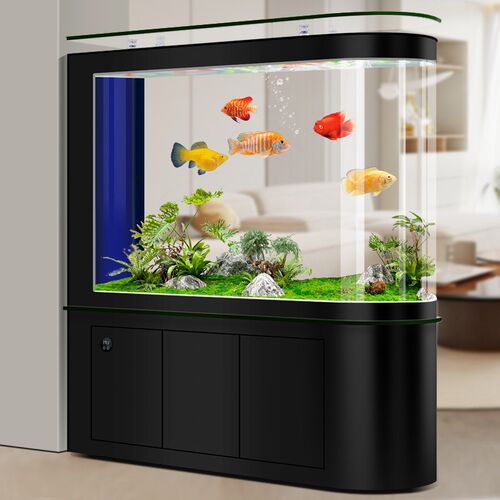 热弯玻璃智能子弹头鱼缸屏风隔断中大型底过滤家用客厅免换水族箱