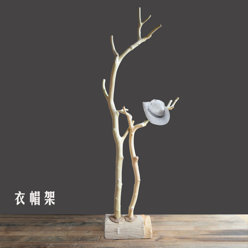 干树枝双树杈站鸟架原木去皮衣帽架落地衣架客厅创意摆件装饰包邮