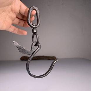 挂钩手工锻打铁艺吊钩创意鹤钩万向旋转自在钩茶道 手作中式